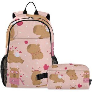 Fun Capybara Backpack with Lunch Bag Set for School – Lightweight and Durable